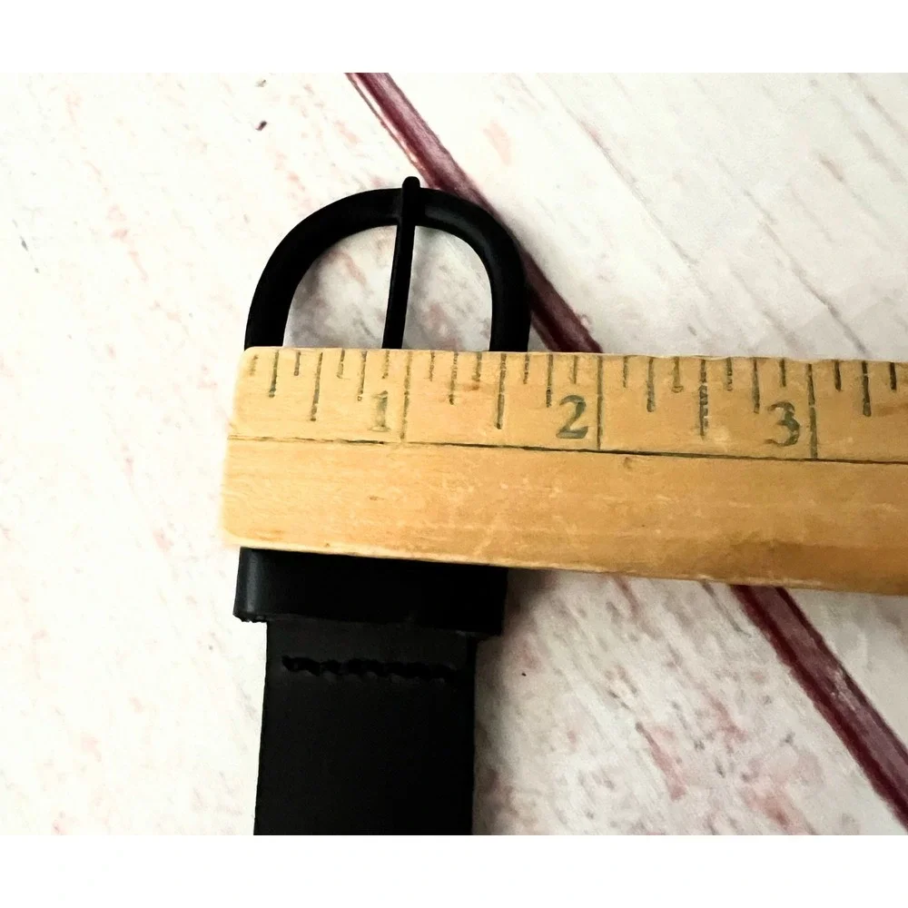 Kids Black 100% Leather Belt Size M Matte Black Buckle 100097062W